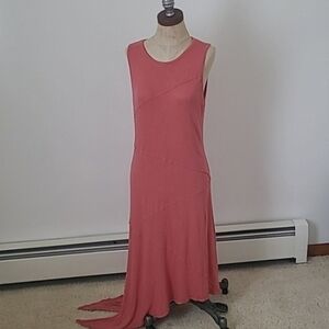 Bordeaux L Lagenlook Raw Seam Asymmetrical Hem Sleeveless Bodycon Dress